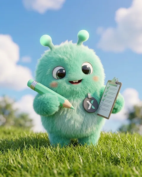 Xy, the XY Task mascot, checking off a list