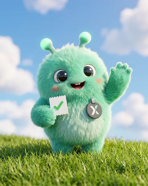 Xy, the XY Task mascot, waving hello