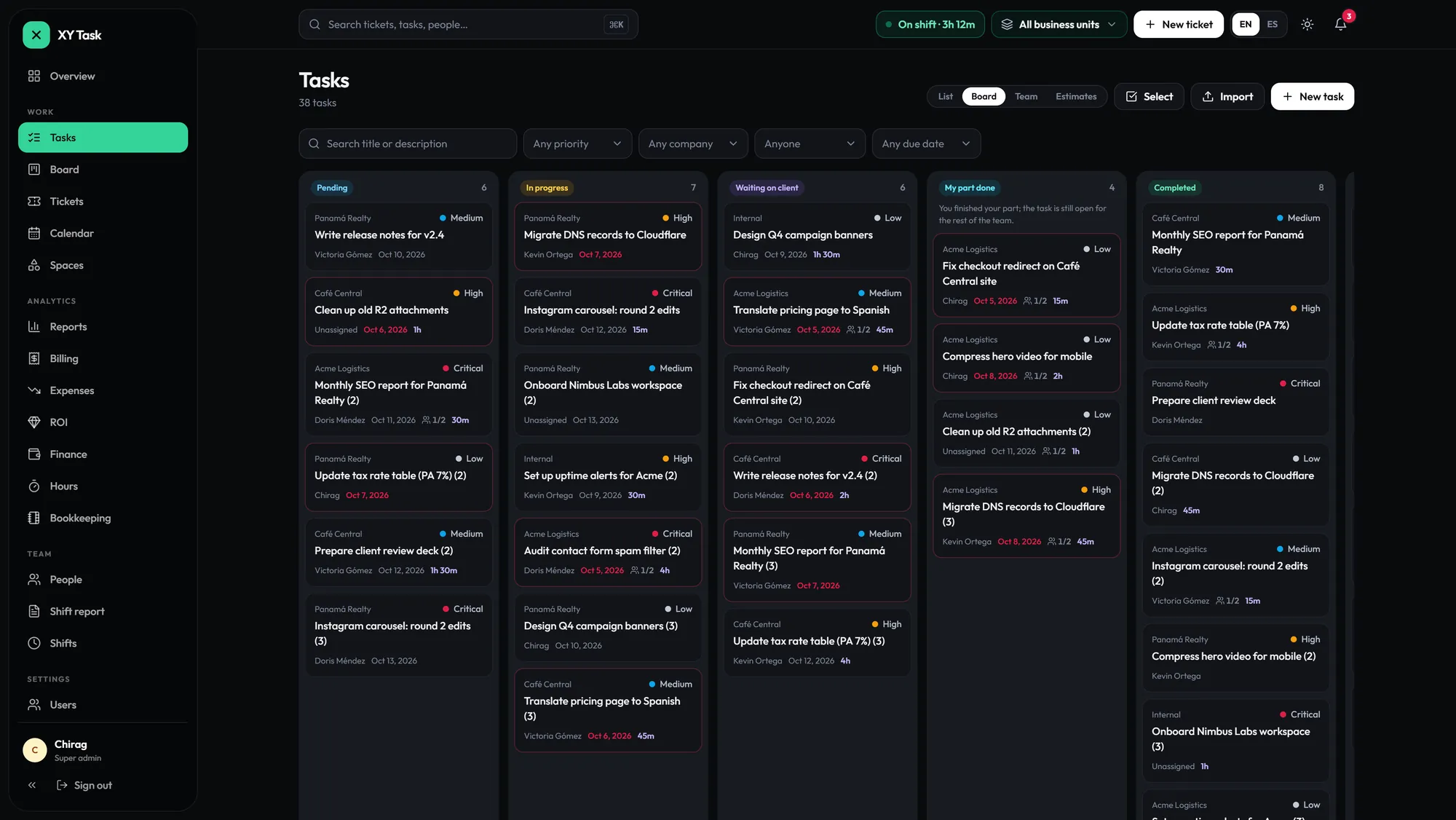 Tasks board